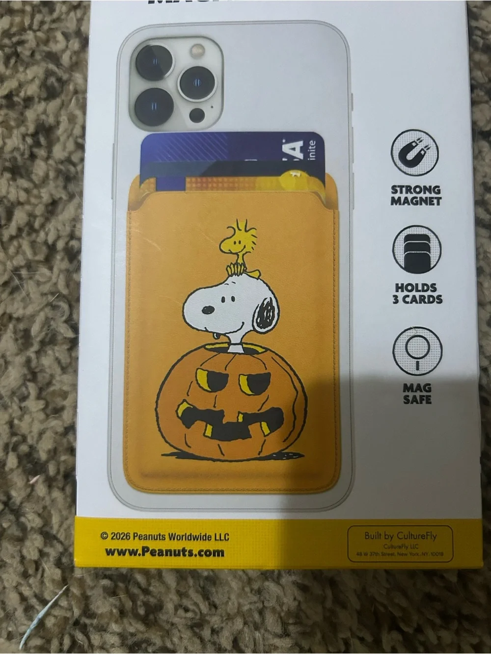 Peanuts Snoopy Pumpkin Halloween Magnetic Wallet Phone Card Holder
